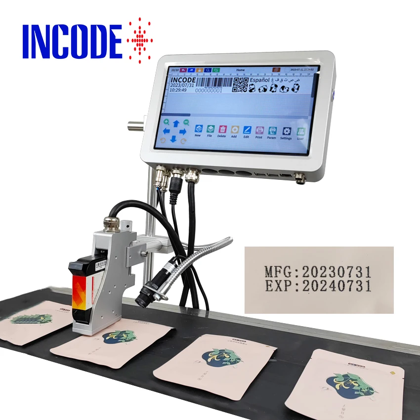 INCODE Product Marking Expired Date Coding Machine TIJ Batch Code Logo Printing Online Thermal Inkjet Printer