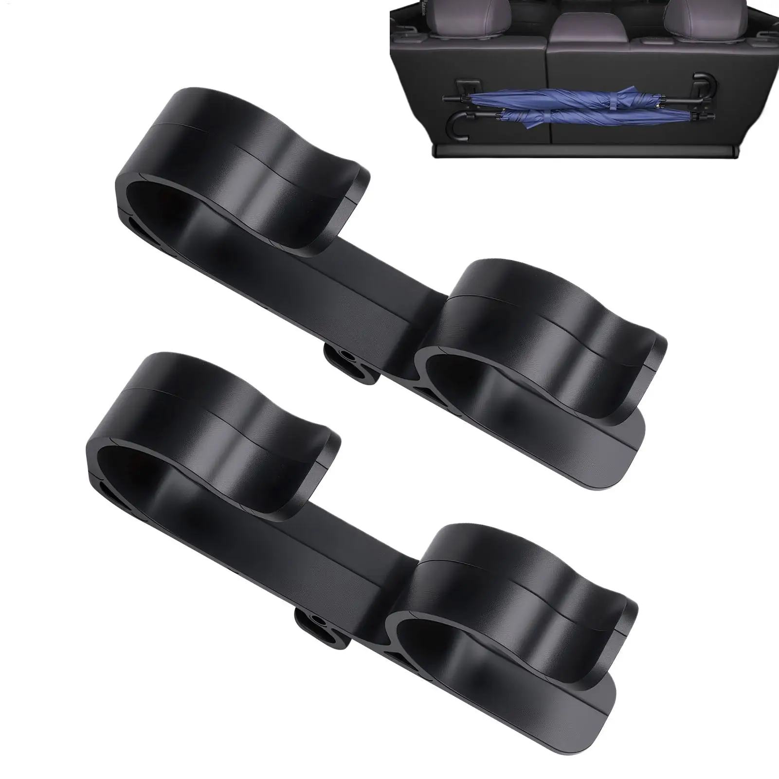 Punch-Free Double Hook Car Storage Clip Multifunctional Backseat Umbrella & Bag Holder Stable Clamping Structure For Truck SUV