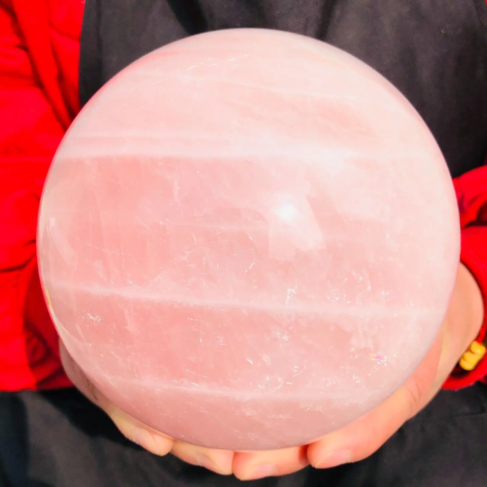 Super Beautiful Natural Pink Rose Magic Quartz Healing Reiki Ball Home Yard Decoration