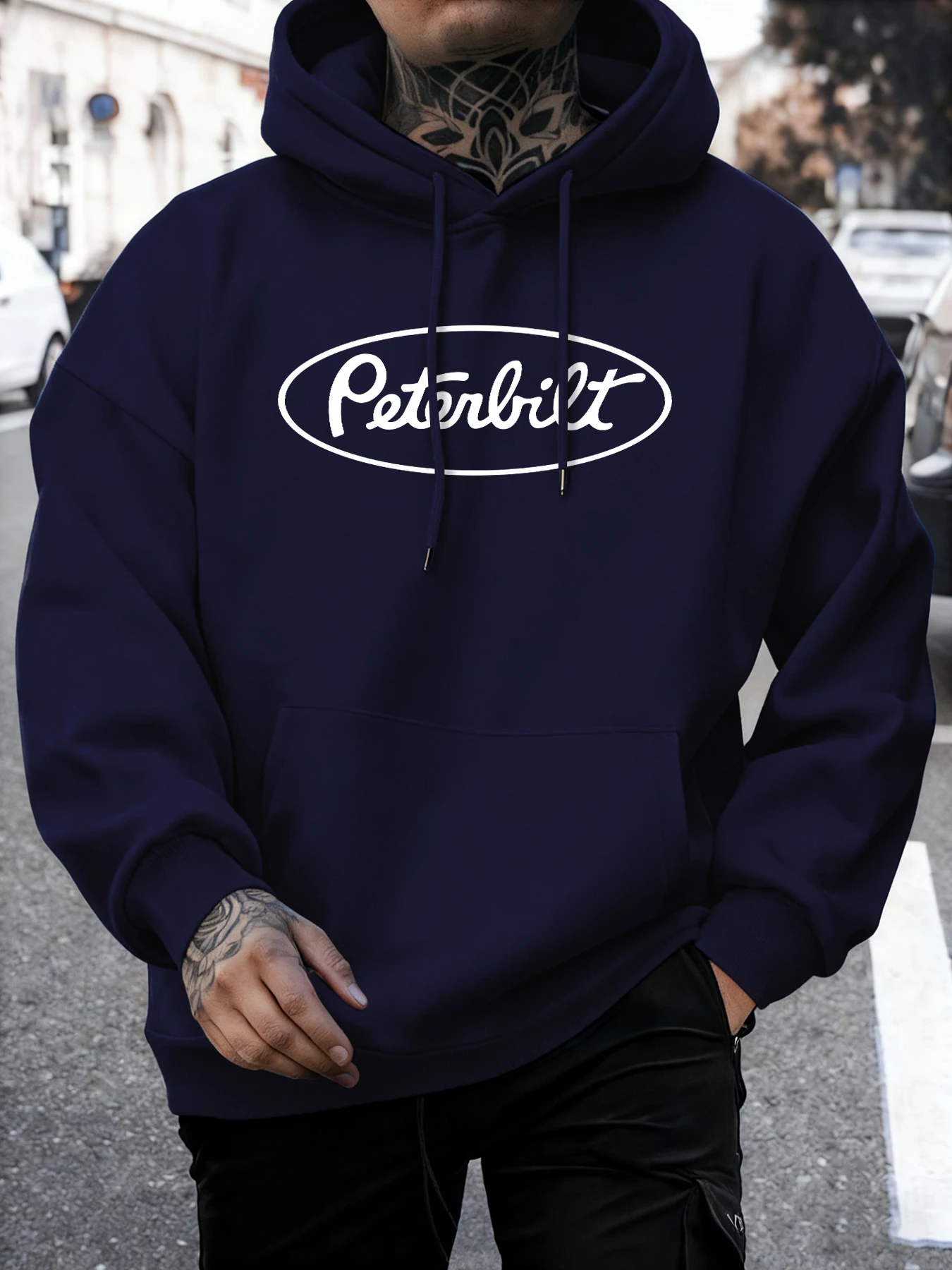 Peterbilt Brief Druck Fleece Herbst Sweatshirts Herren Weiche Jogging Hoodie Straße Bequeme Pullover Grundlegende Tägliche Streetwear