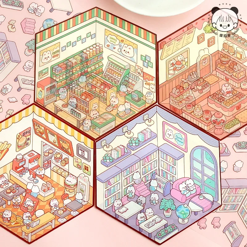 

Розовые наклейки для хранения, миниатюрные наклейки для сцены, сделай сам, штабелирование и наклеивание сцены в кабине, набор материалов для ручного скрапбукинга