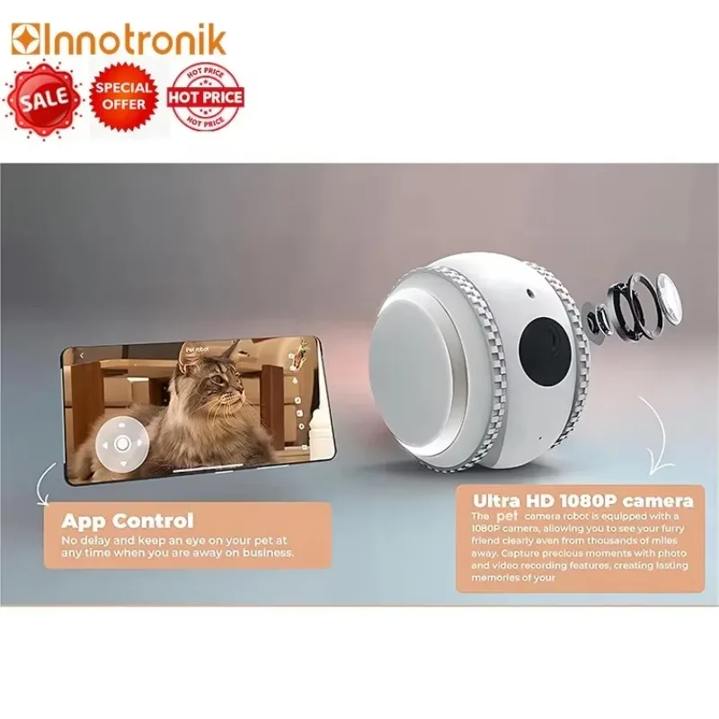 2025 Innotronik Tumbler Design Mobility Powerful Robot Dog Cat Camera Rolling Surveillance Pet Interaction Auto Return To Charge