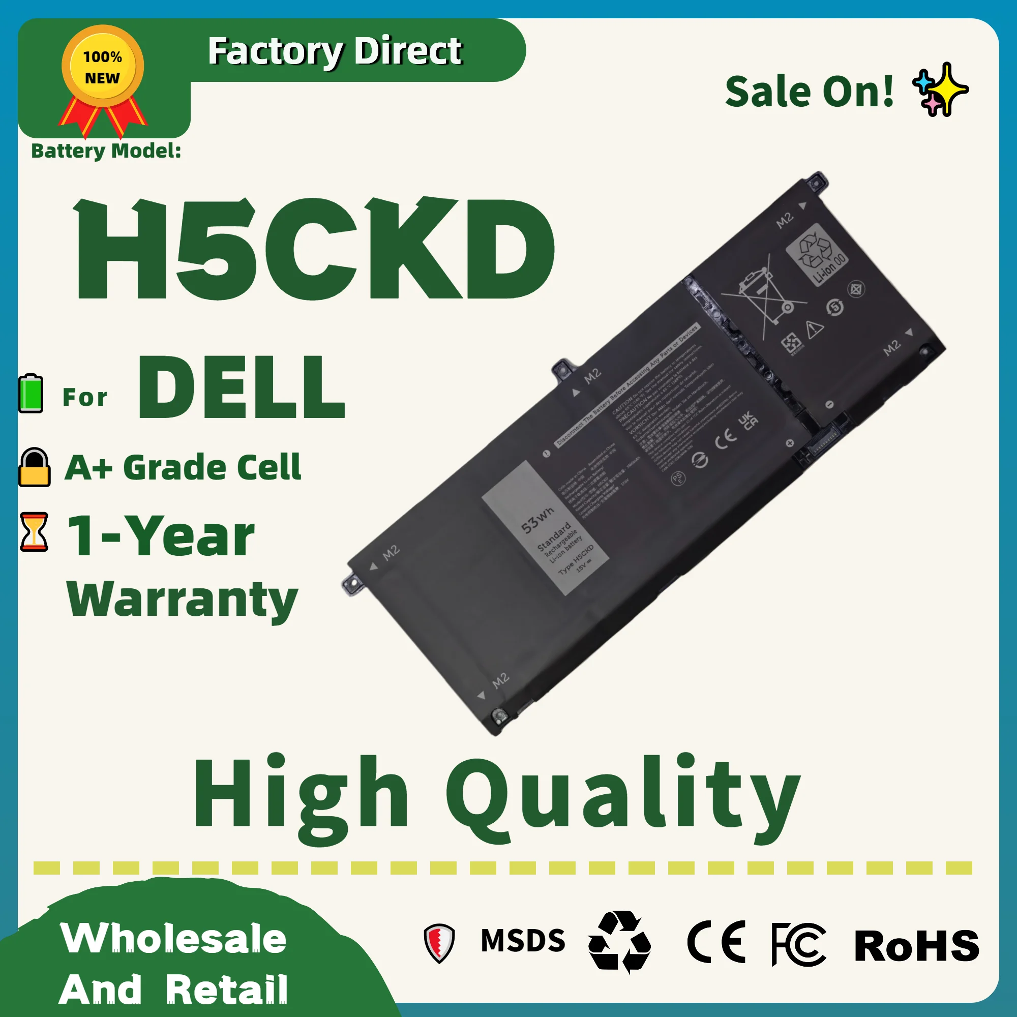 

Прямая продажа с фабрики! Прямая продажа с фабрики! Аккумулятор H5CKD JK6Y6 для Dell Inspiron 5406 7405 7306 7506 2-в-1 5401 5402 5409 5502 5508