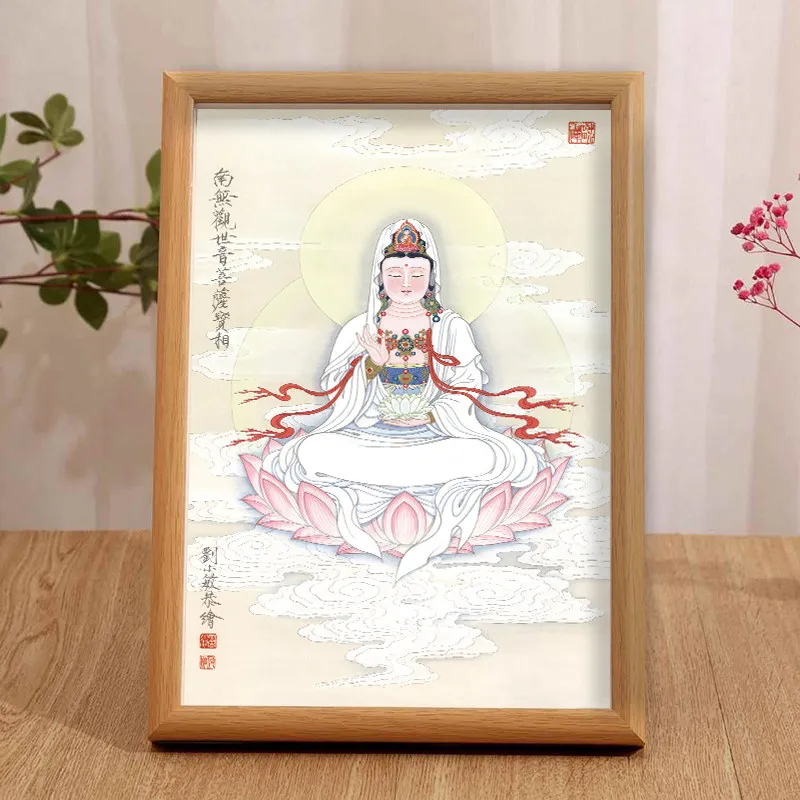 

Cz guanyin portrait photo frame ornaments statue middle hall for homehd worship and blessing, town house table decoration