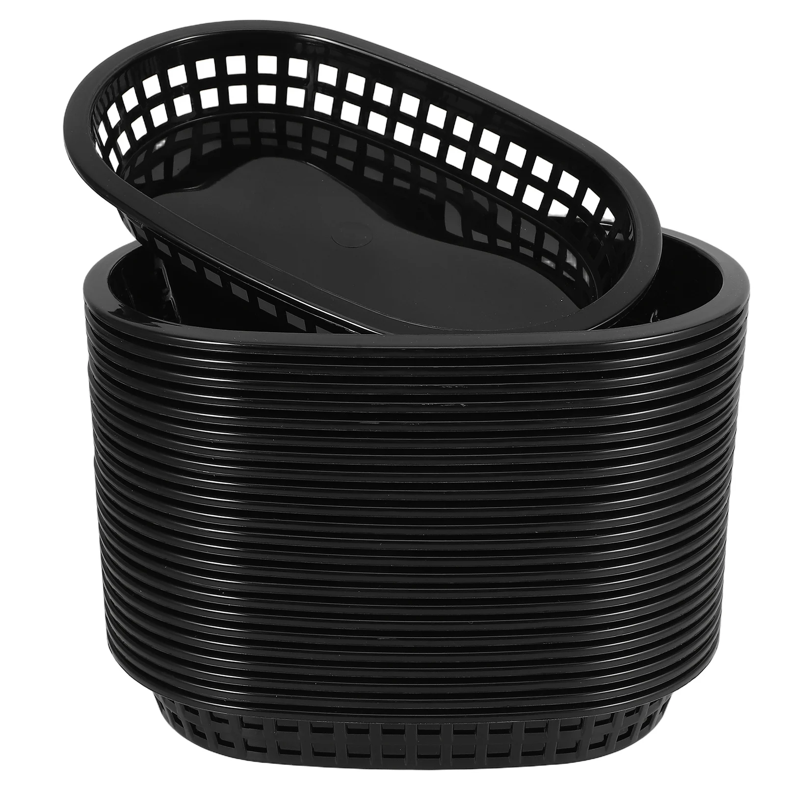 

24 Pcs Hamburger Fast Food Basket Boat Shaped Storage Baskets Stackable Plastic Tray