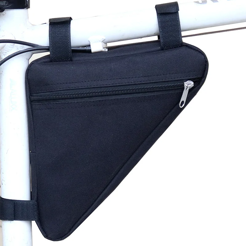 1Pc Black Durable Mountain Bike Bag with Battery Compartment and Triangle Design Bike Accessories Bicycle Polyester Cycling Bag