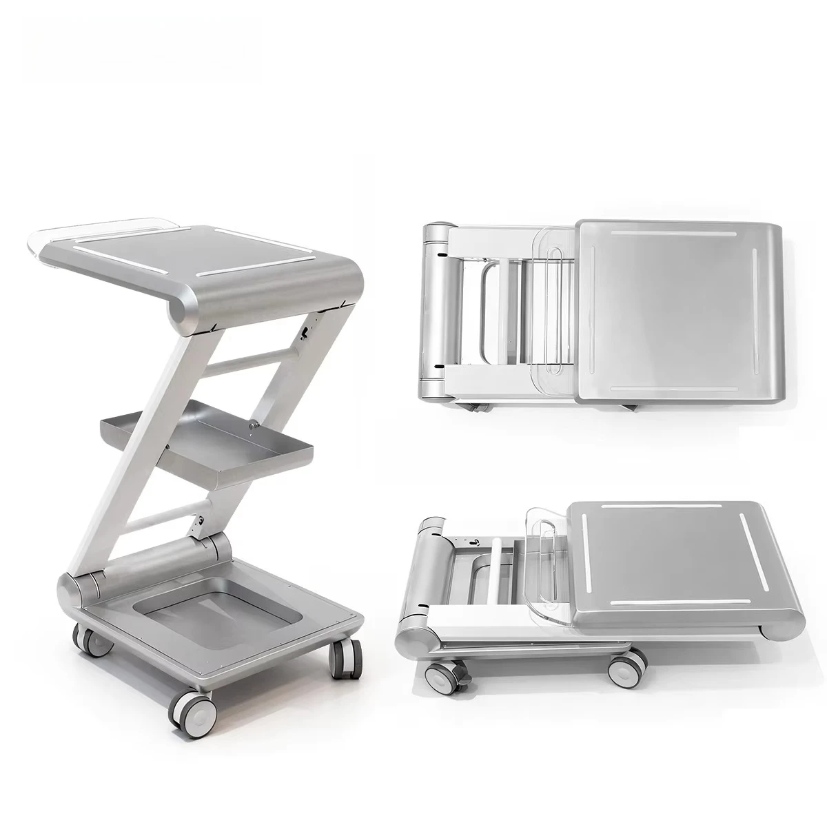 High Quality Salon Spa Beauty Trolley, Foldable Rolling Cart with Wheels, Portable Equipment Storage, 4 Tier Organizer