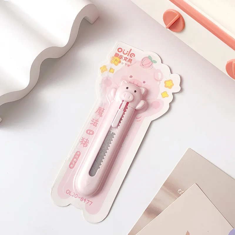 Mini Portable Utility Knife Kawaii Cartoon Animal Rabbit Cat Piggy Box Cutter for Student Cute Scrapbook Stationery Paper Cutter