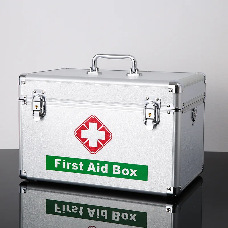 مجموعة الإسعافات الأولية المنزلية متعددة الطبقات، صندوق دواء من سبائك الألومنيوم وأحجام صغيرة، سعة تخزين كبيرة، رعاية صحية #2