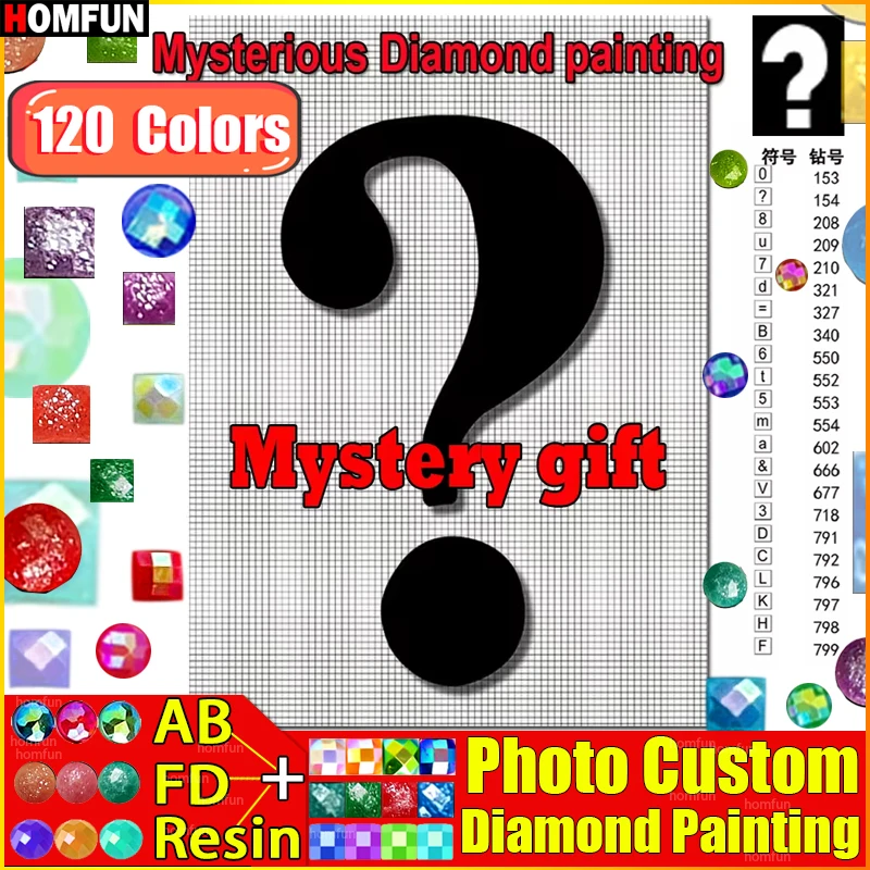HOMFUN 120 Colors Mystery Gifts Diamond Painting Resin+Fairy Dust+AB Drill Photo Custom 5D DIY Full Drill Diamond Painting