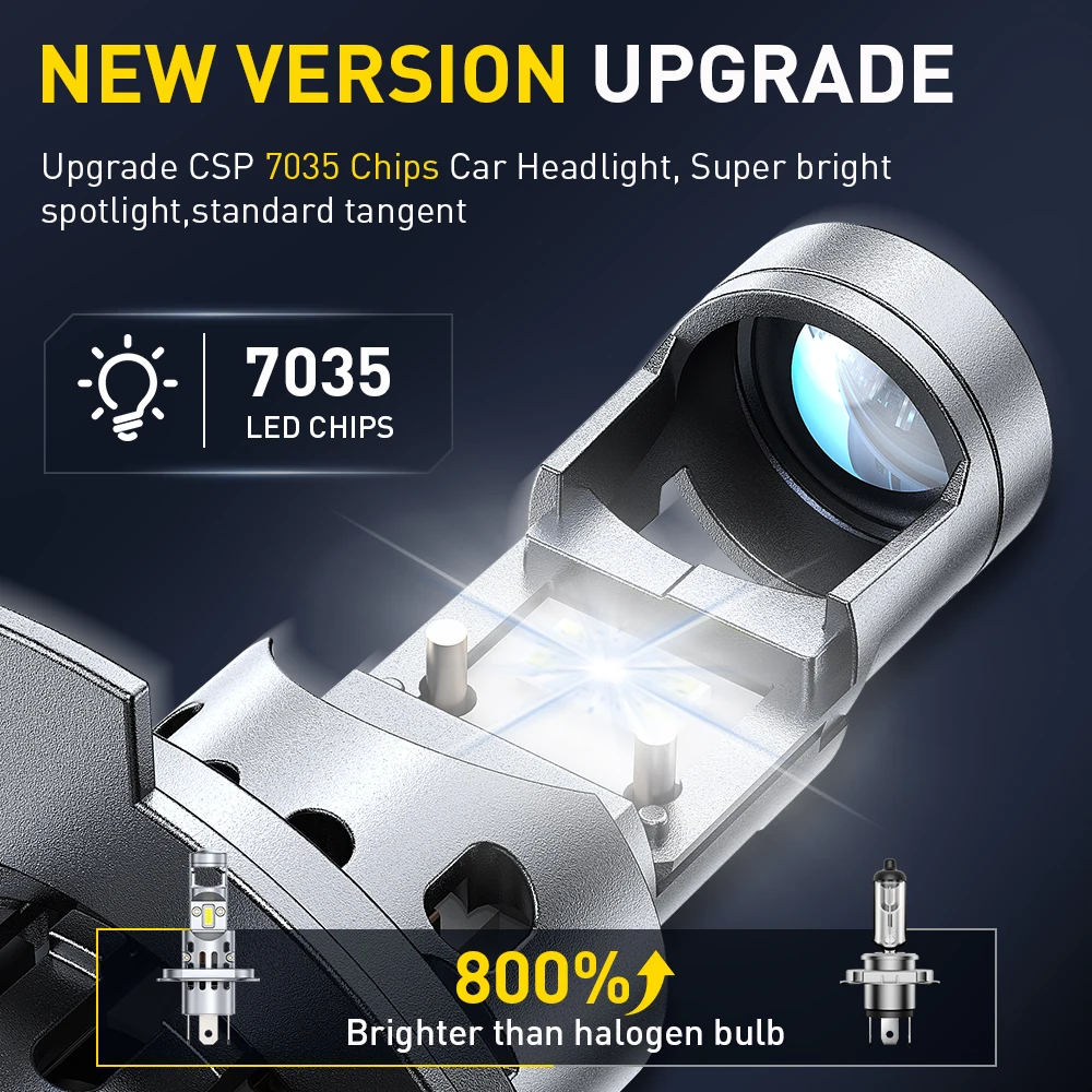 AUXITO H4 LED Spotlight for Motorcycles Headlight Canbus 20W 10000LM Super White Moto Headlamp Bulbs 12V Projector with HD Lens