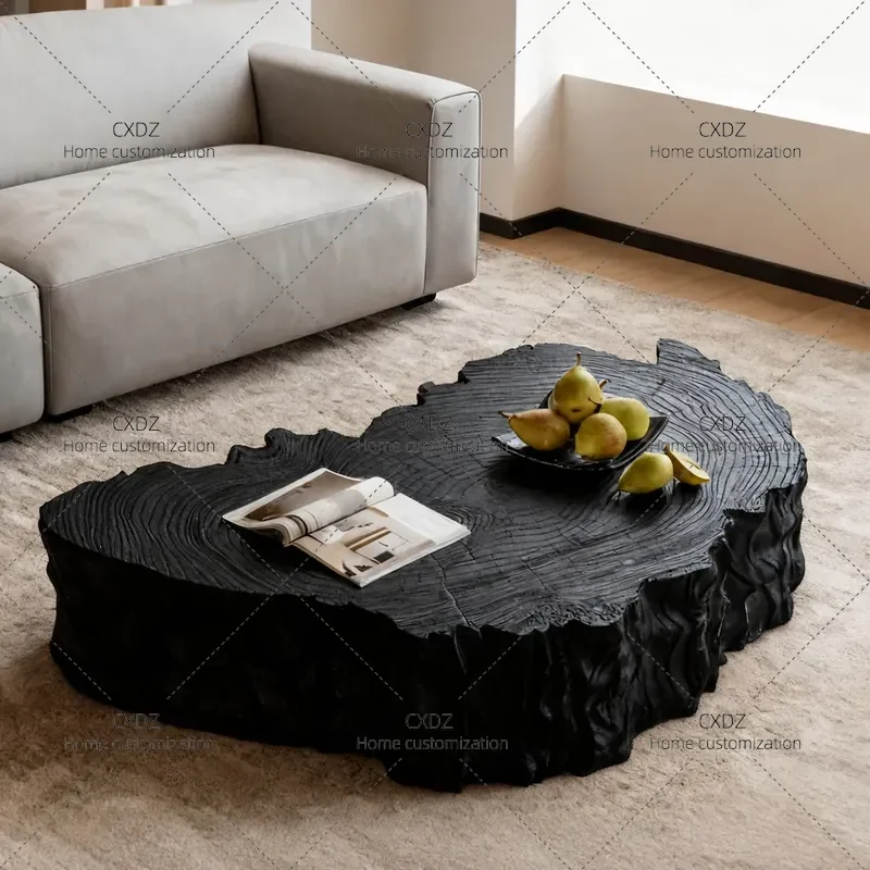 Painted Coffee Table Modern Simple Living Room Tea Table Annual Ring Design Special Shaped Side Sofa End