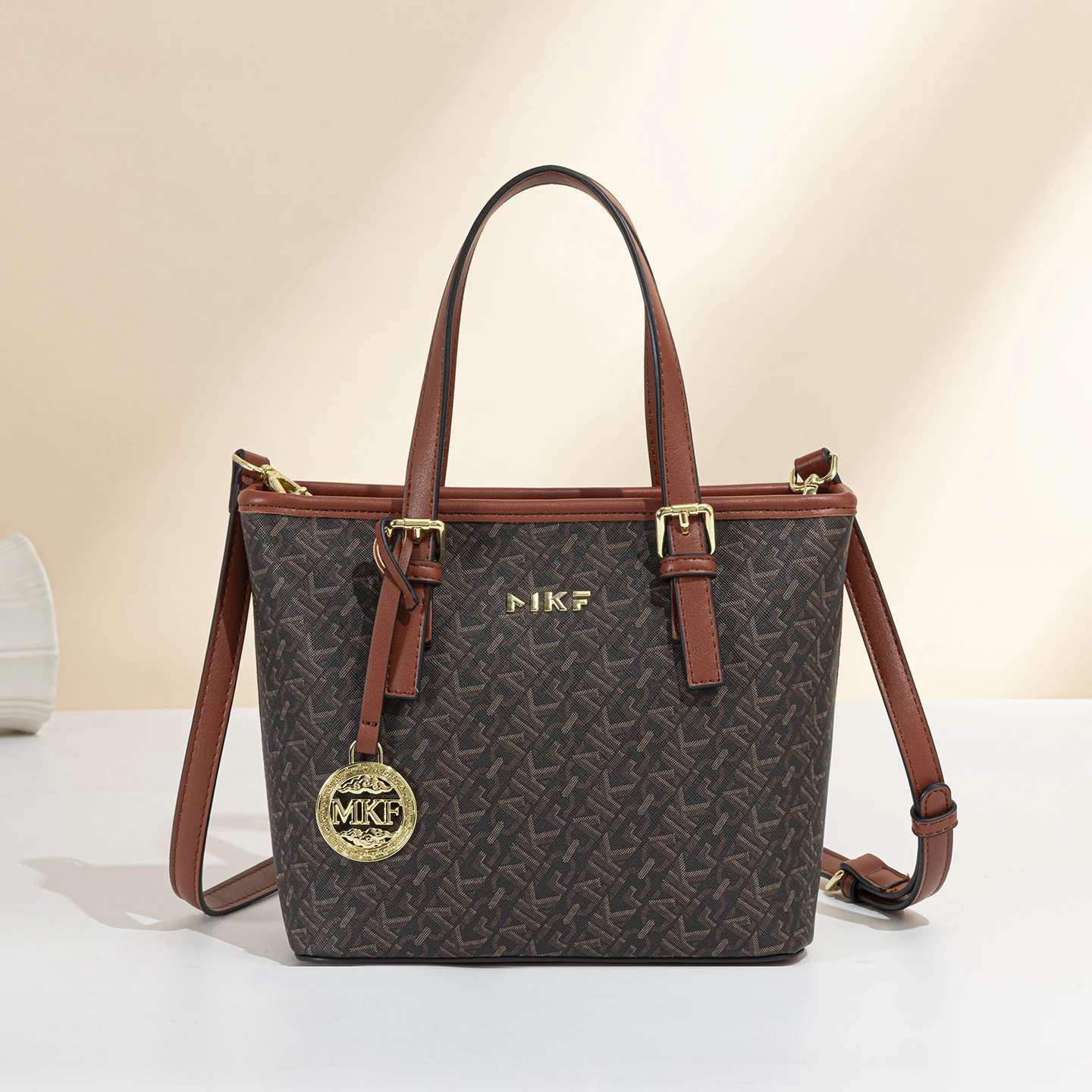 女性用小型トートバッグ、MKF総柄モノグラムプリントミニハン - Tote Bag Leather Monogram のレビューと価格