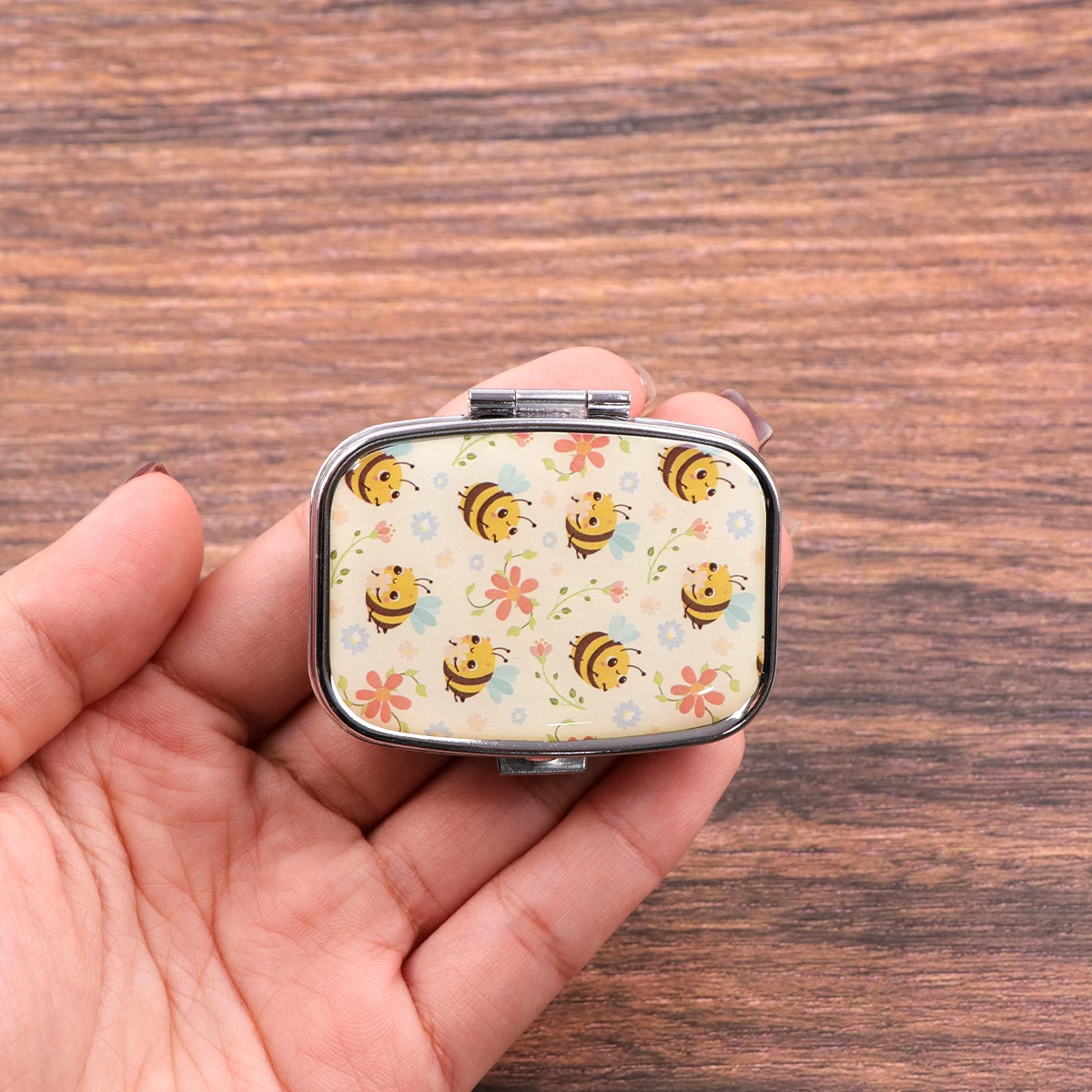 Cute Bee Travel Pill Organizer Pocket Mini Portable Pill Storage Case Small Box For Tablets Container For Medicines