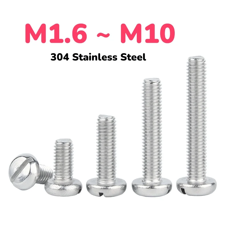 

M1.6 M2 M2.5 M3 M4 M5 M6 M8 M10 304 Stainless Steel Slotted Round Head Screw Bolt GB67