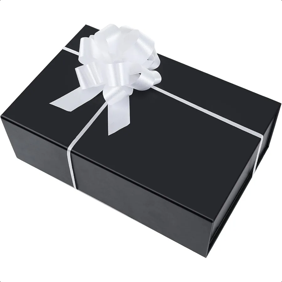 Kotak Hadiah Hitam dengan Tutup Magnetik untuk Hadiah, Kotak Hadiah Kecil untuk Pembungkus Kado untuk Proposal Groomsman, Ulang Tahun, Natal