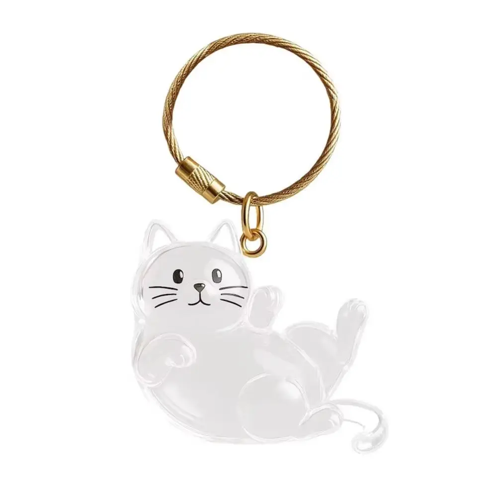 Transparent Acrylic Keychain Cat Hair Storage Capsule Handmade Portable Cat Hair Storage Box Stylish Animal Shaped