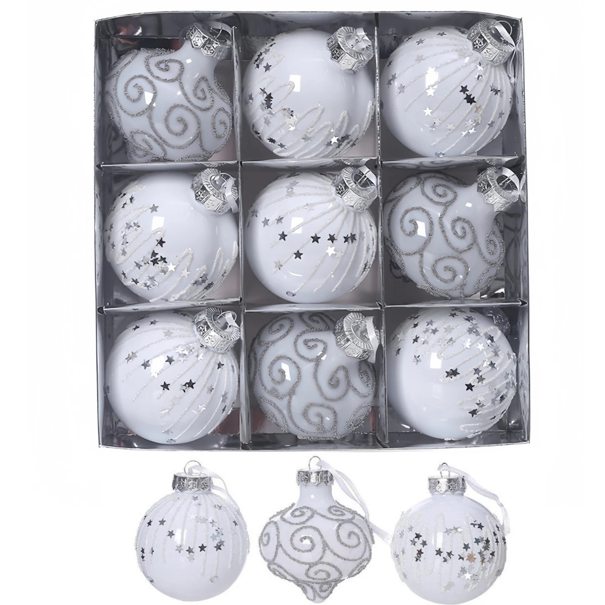 Breathtaking 9Pcs Silvery Christmas Ball Set Perfectly Designed to Enhance Any Holiday Display or Event Setting