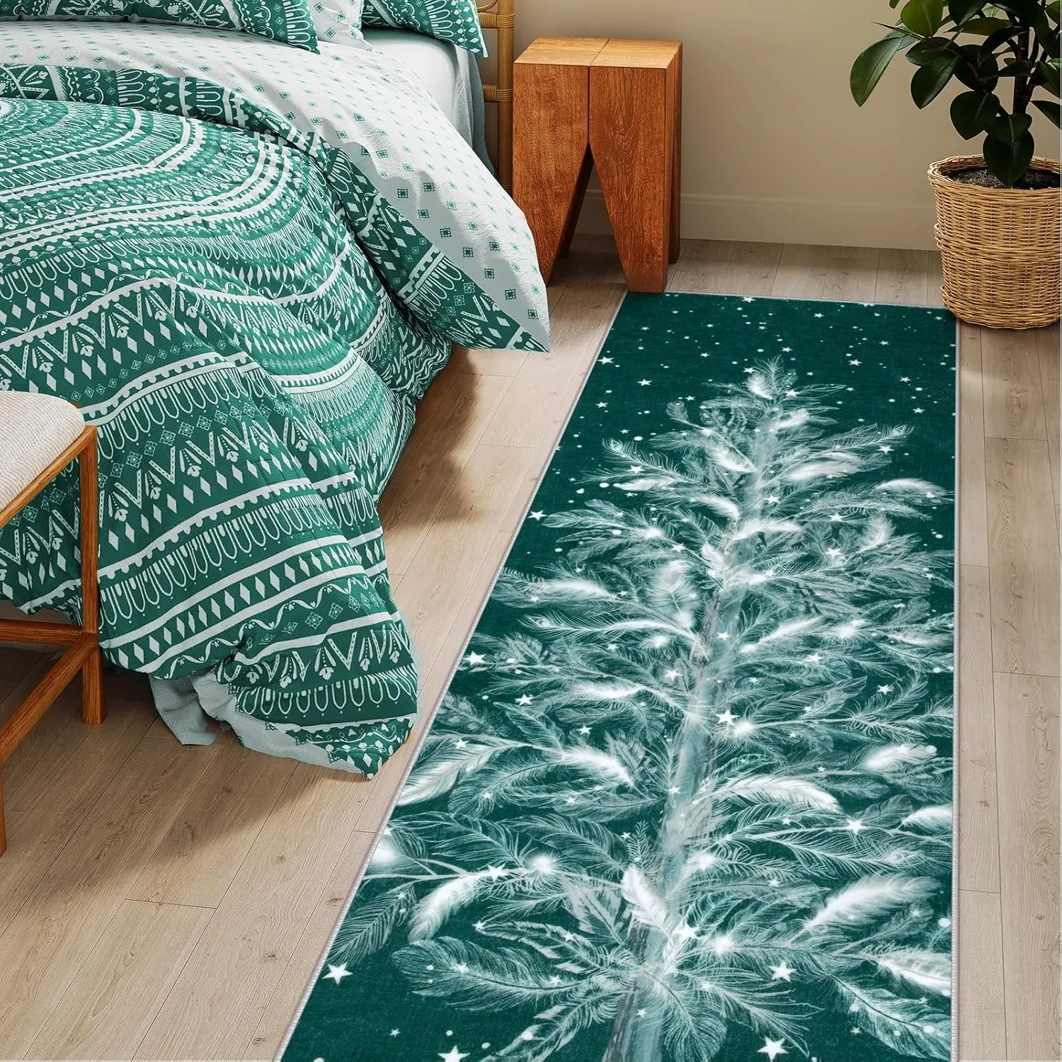 Christmas Tree Rugs Living Room Large Area Carpet Long Strip Bedroom Bedside Runner Floor Mats Short Plush Home Decoration Rug