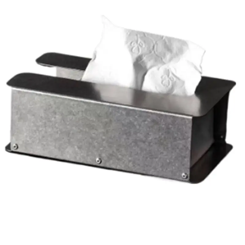 B23B Retro Stainless Steel Tissue Box, Industrial Style Desktop Decor, High-End Pull Mechanism Design Holder