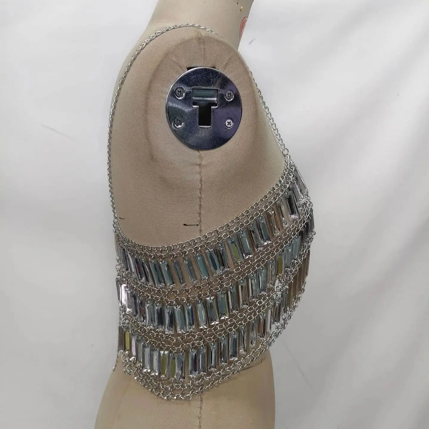 New Arrival Acrylic Sequins Handmade Choker Necklace Multi-layer Patchwork Hot Girl Body Chain Nightclub Party Layered Top