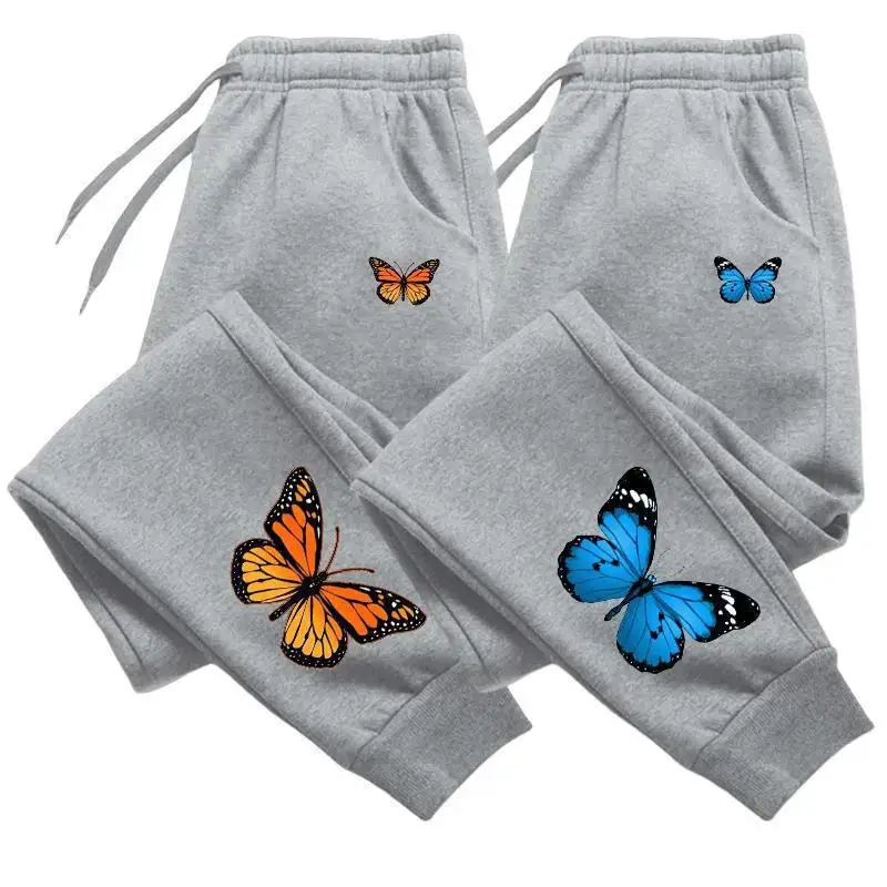 Ladies Home Outdoor Exercise Versatile Trousers Women's Butterfly Print Sweatpants Fall Winter Daily Casual Sport Jogging Pants