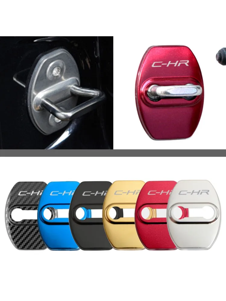 Couvercle de serrure de porte de voiture, 4 pièces, autocollants de protection avec boucle pour Toyota C-HR CHR, accessoires de style de voiture