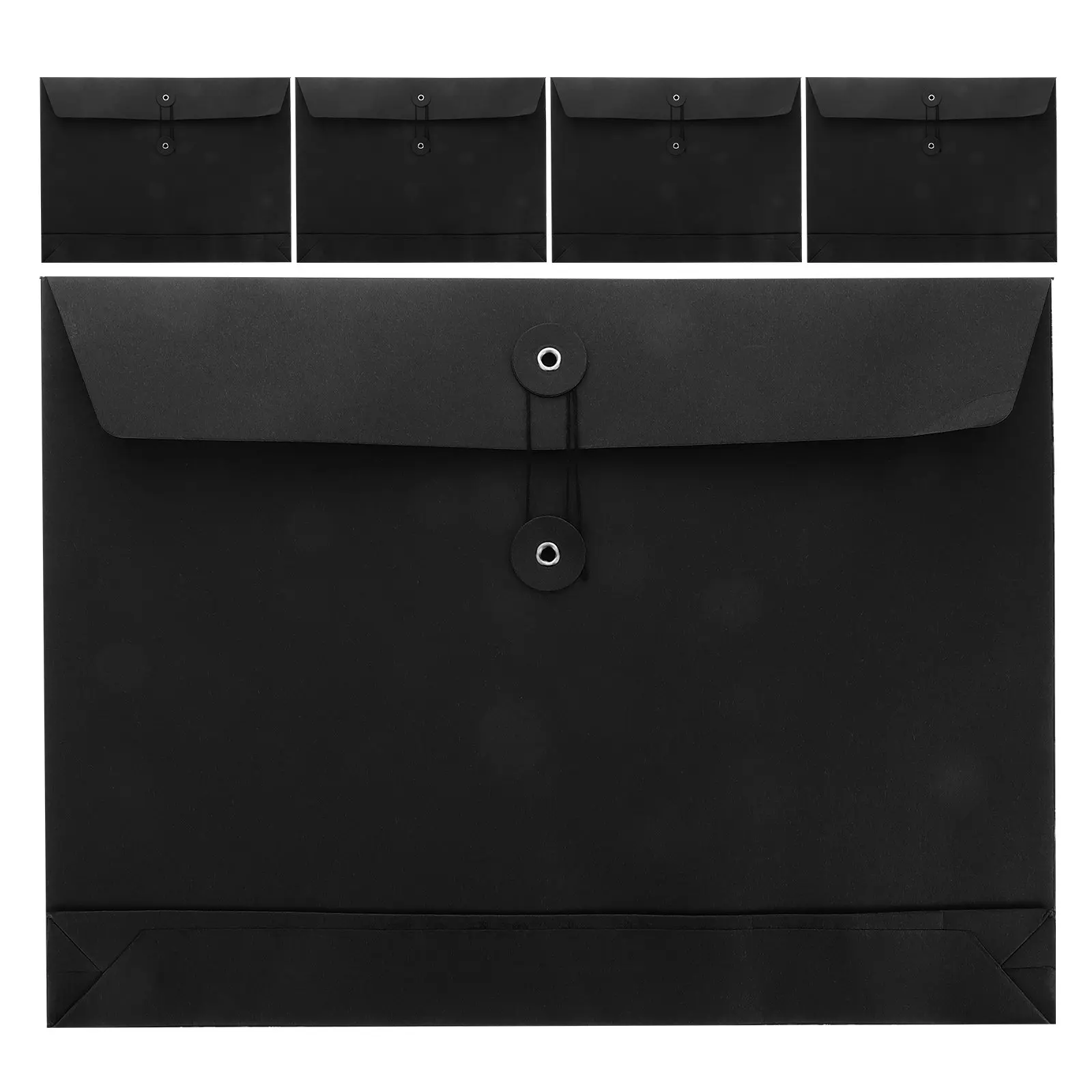 

5Pcs Black Kraft Document Envelopes A4 Large Capacity File Organizer Bag Business Office Meeting Travel Paper Folder