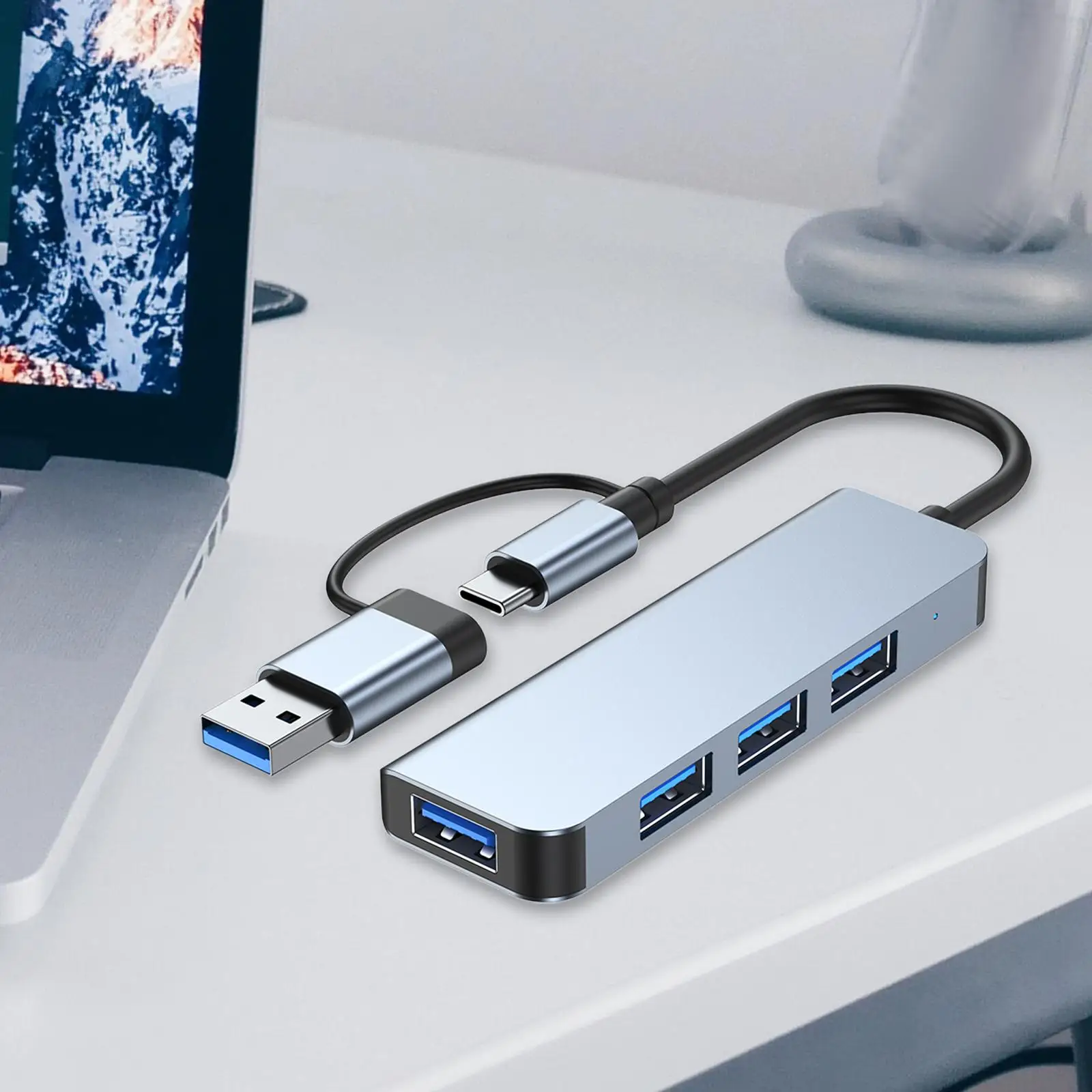 

Концентратор USB 3.0 Адаптер-сплиттер USB C из алюминиевого сплава Компактный размер Многопортовый