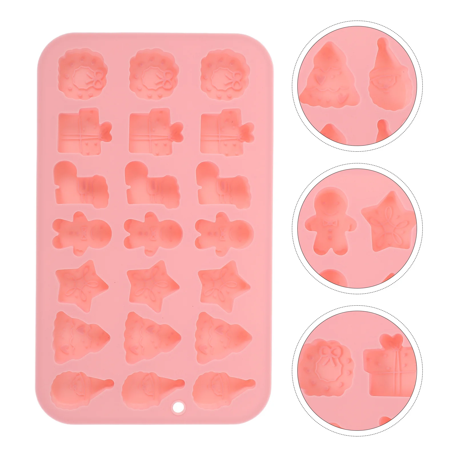 

2Pcs Silicone Christmas Baking Mold 21 Cavity Xmas Tree Santa Gingerbread Man Wreath Nonstick Holiday Cookie Chocolate Tray