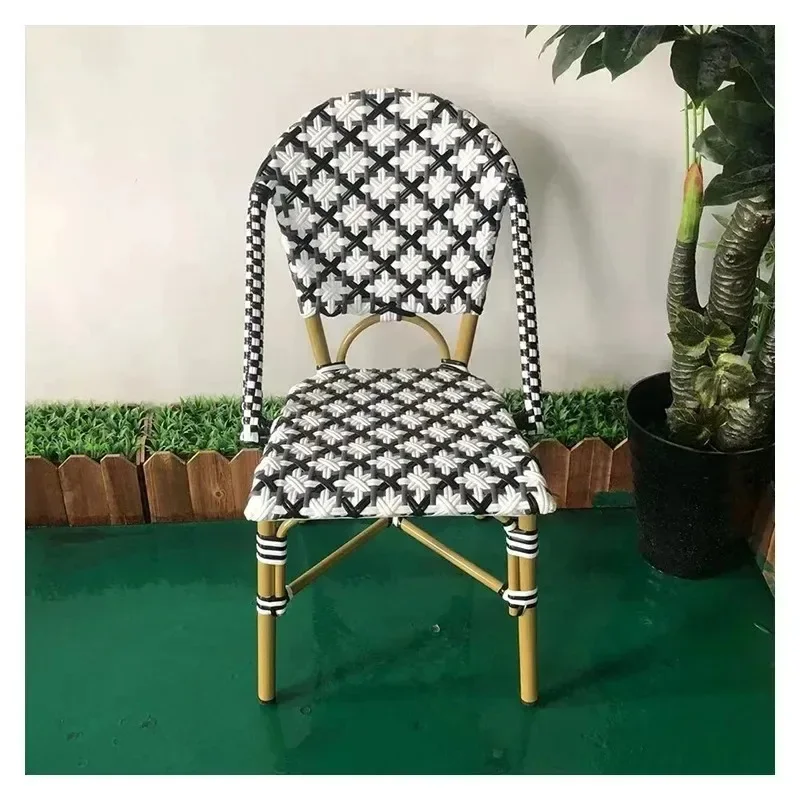 Pure hand-woven flower-shaped back chair, courtyard cafe, outdoor chair outside the hotel