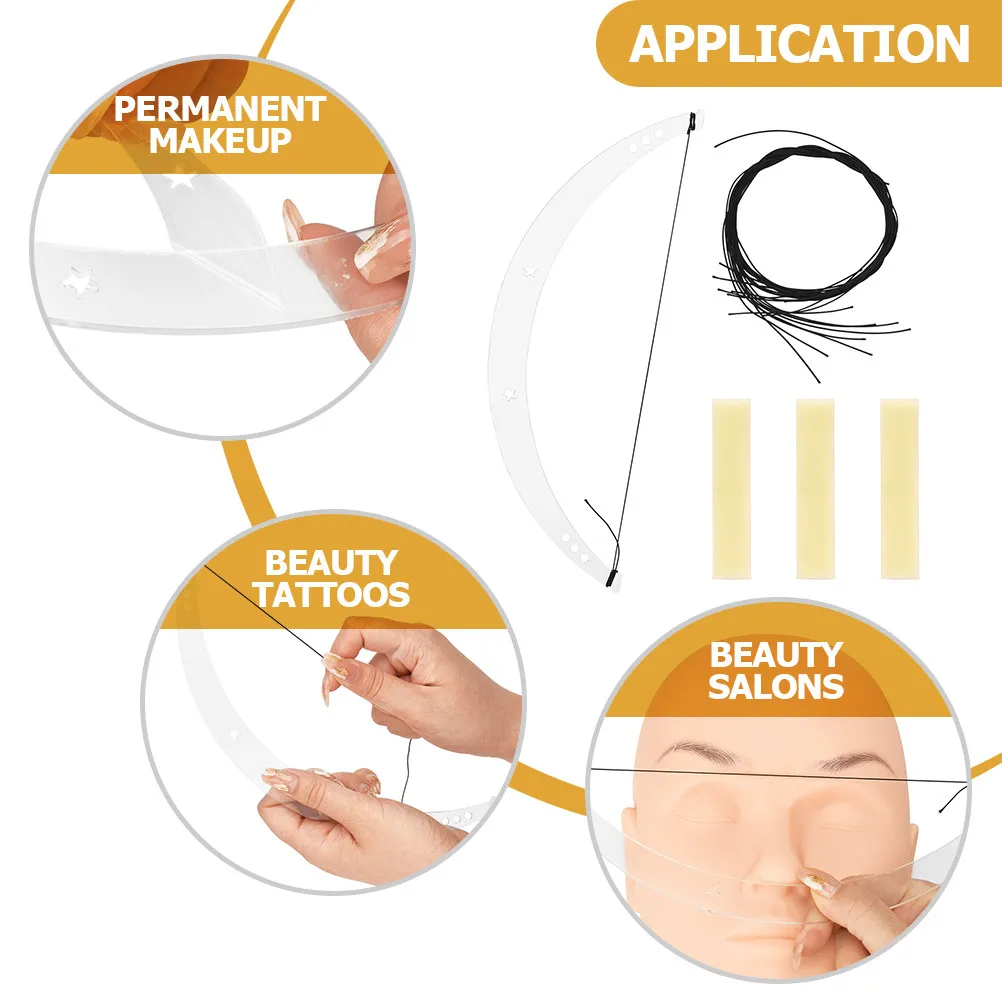 

1Set Professional Eyebrow Ruler Bow Design Acrylic Precision Mapping Tool for Shaping Measurement Portable