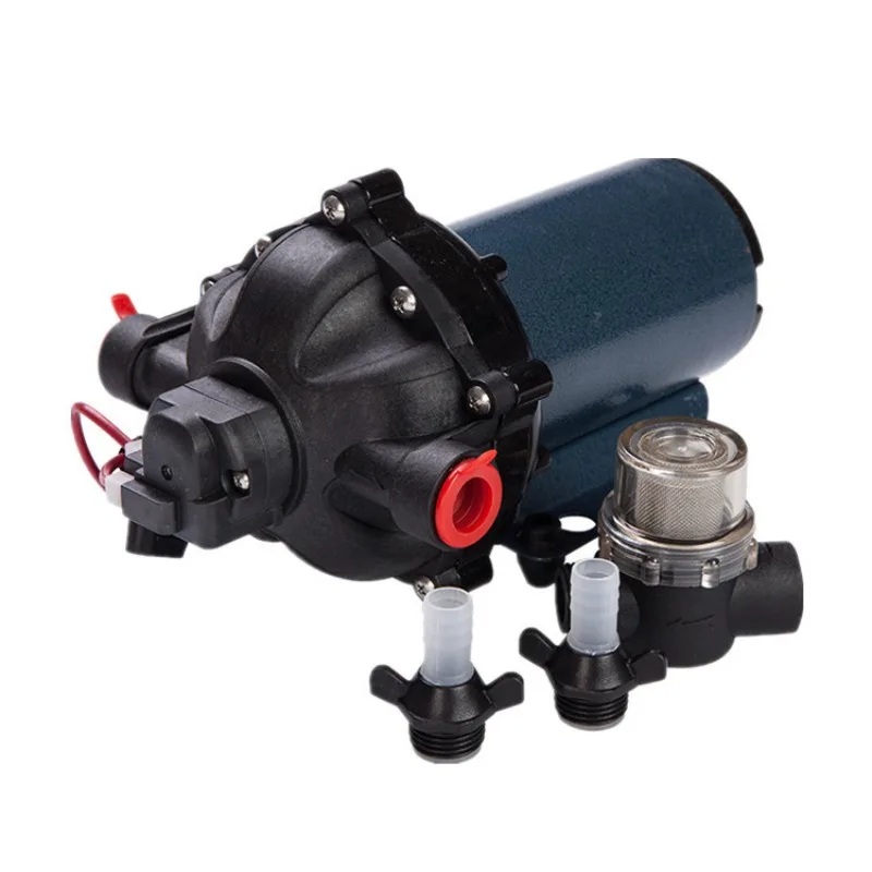 Bomba de agua de diafragma de 12V CC, gran caudal de 20LPM, alta presión de 70psi, autocebante, para limpieza y pulverización.