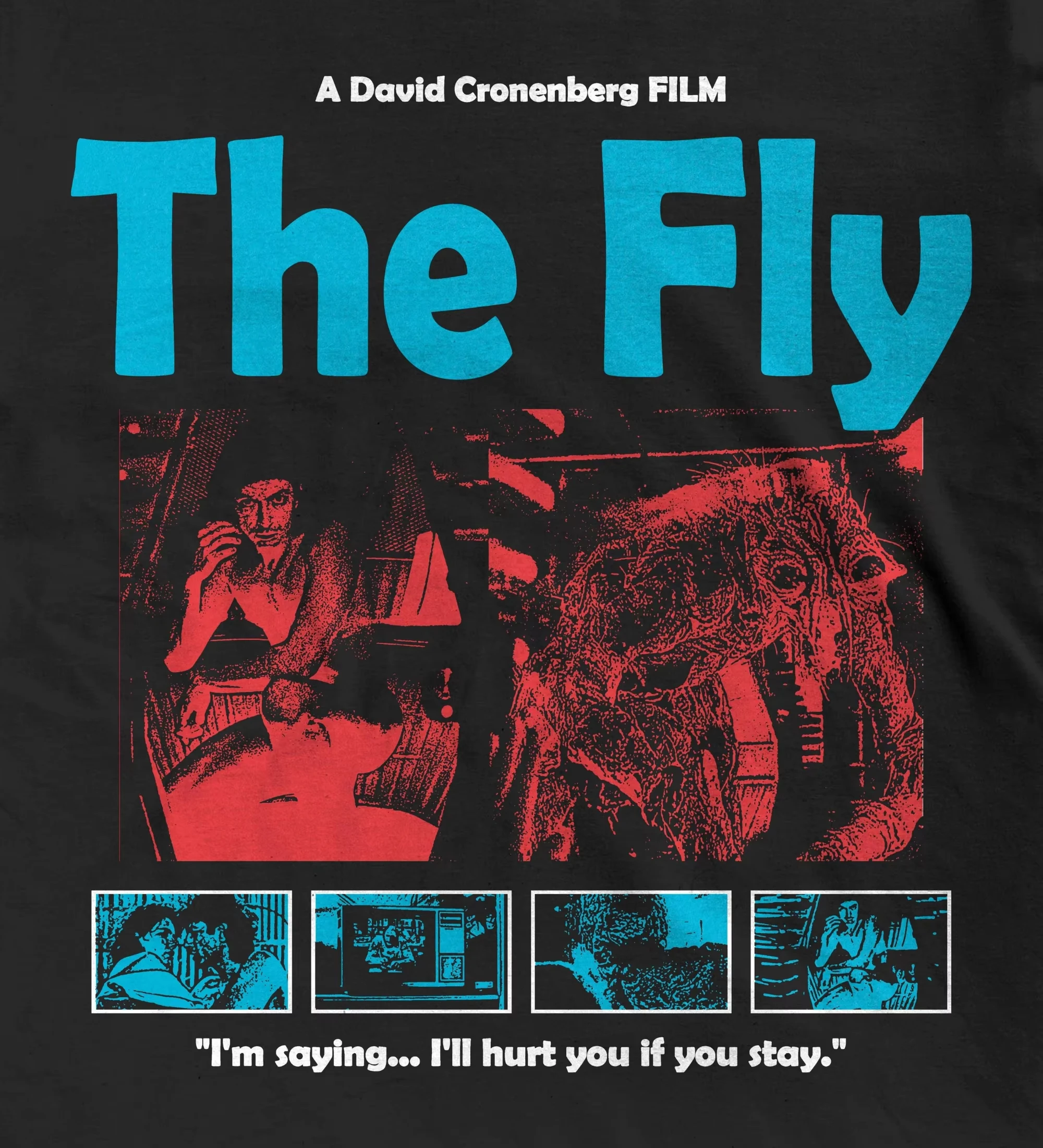 Front Print Retro UFO Sci-Fi Show Vintage TV Multi Character Frame Collage Mint Green Bold Text Loose Oversized Street Tops