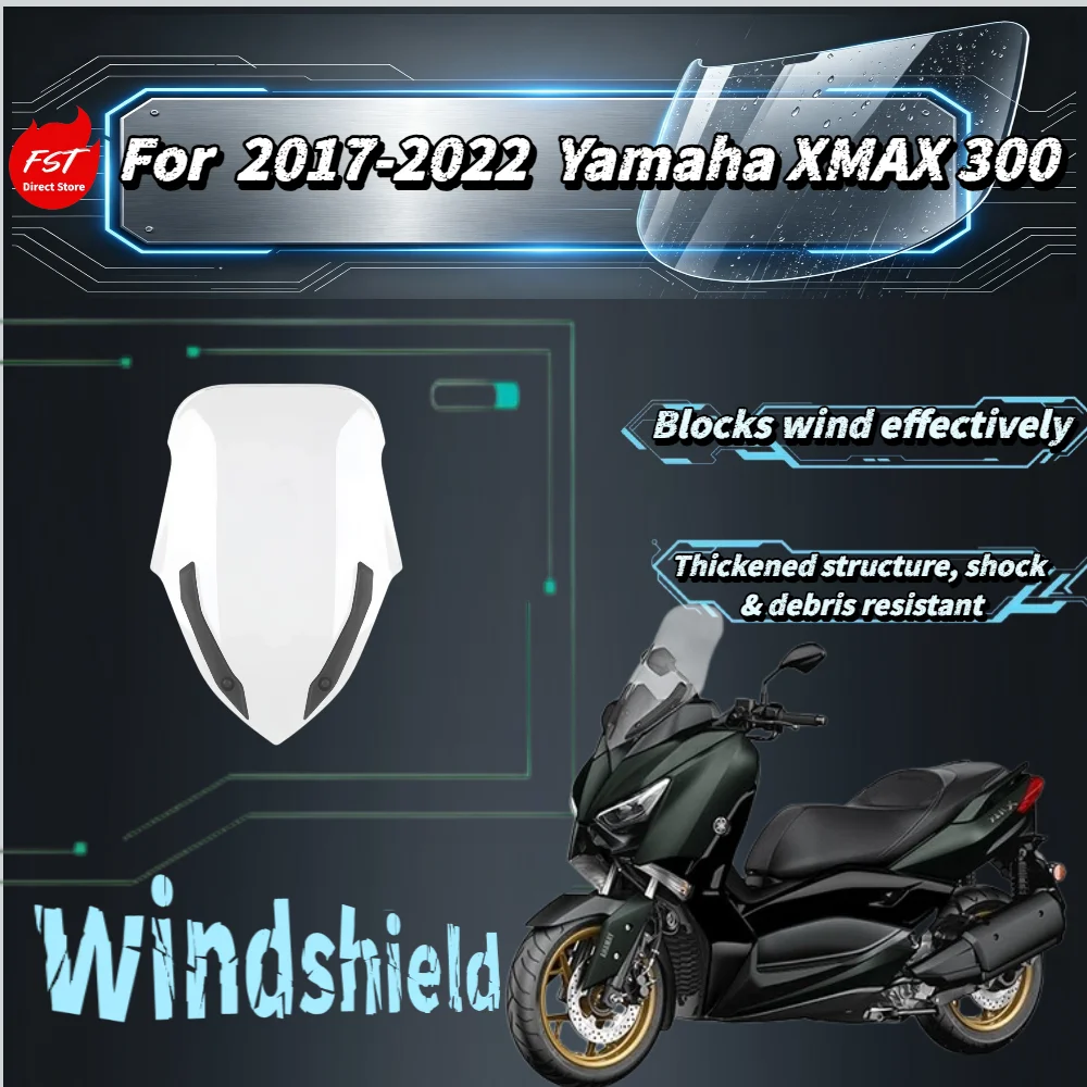 For Yamaha XMAX300 2017-2022 series, custom racing heightened windshield, high-transparent windscreen accessories