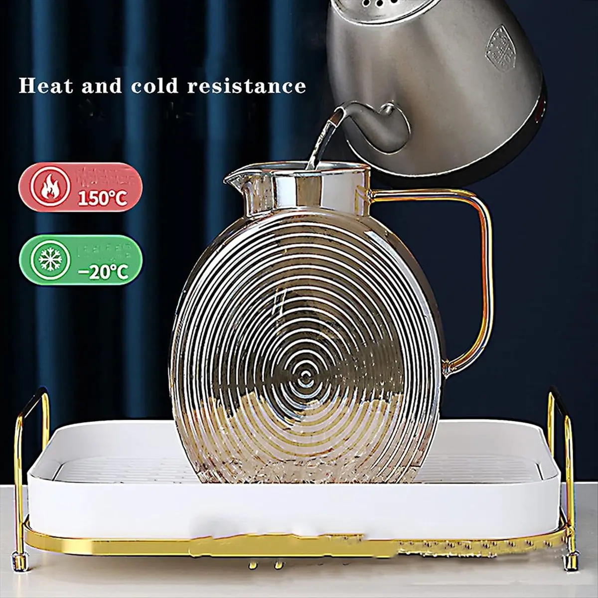 Glazen kan met deksels voor koelkastdeur, 2,5 l/84 oz grote waterkan limonade ijstheekan met handvat