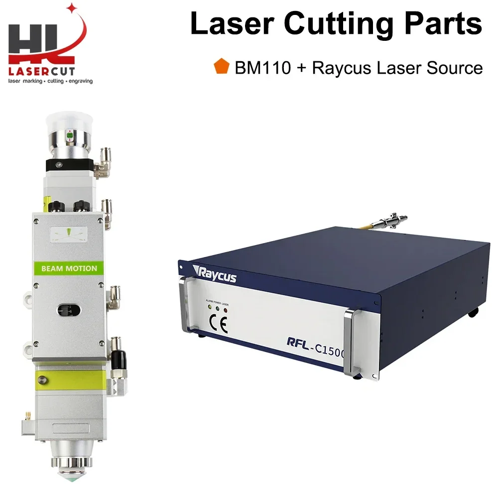 Raytools BM110 Laser Cutting Head 0-3.3kW 2D Cutting Head and Raycus RFL-C1500S Laser Source for Fiber Laser Cutting Machine