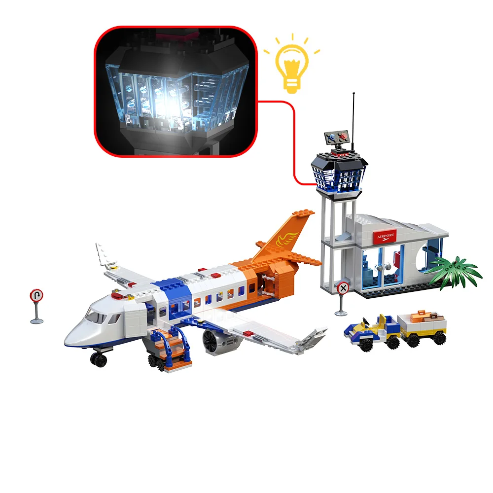 MOC 3in1 Aircraft Model Building Blocks City Series Air Cargo Aircraft Control Tower DIY Building Block Toy Children Boy Gift