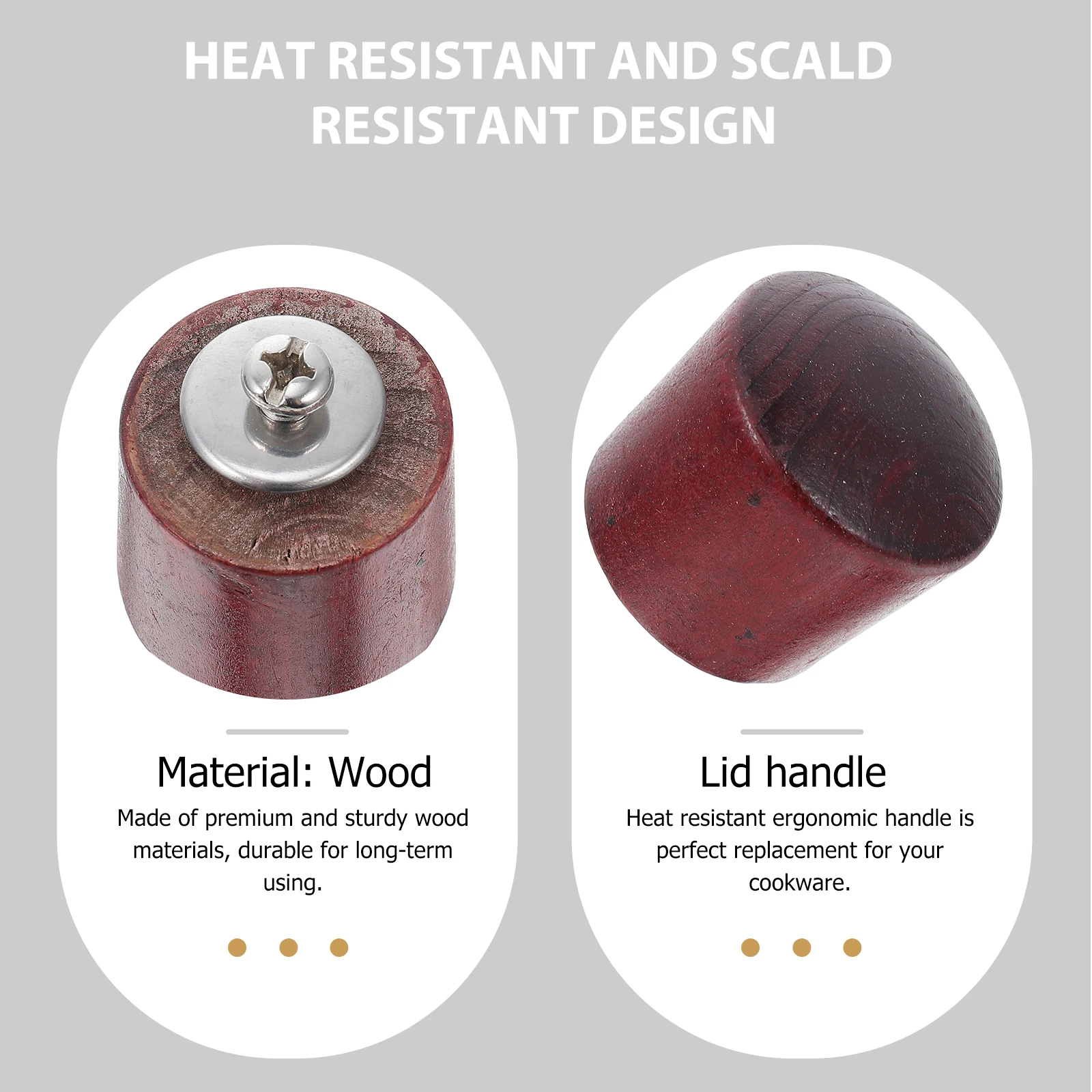 

5 set 5 Sets Heat-Resistant Lid Handle Wooden Kettle Lid Knobs Wood Pot Knob Replacement Universal Grip For Kettle Pot Kitchen