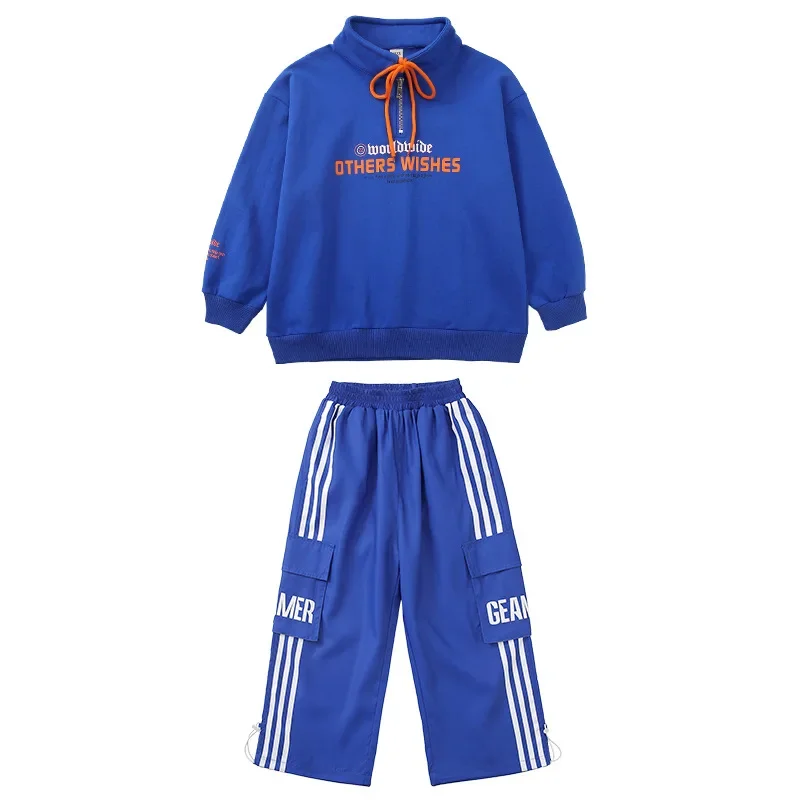 Junge Hip Hop Pullover Street Dance Cargo Hosen Mädchen Hohe Kragen Sweatshirt Outfits für Kind Jazz Sport Kleidung Streetwear Set