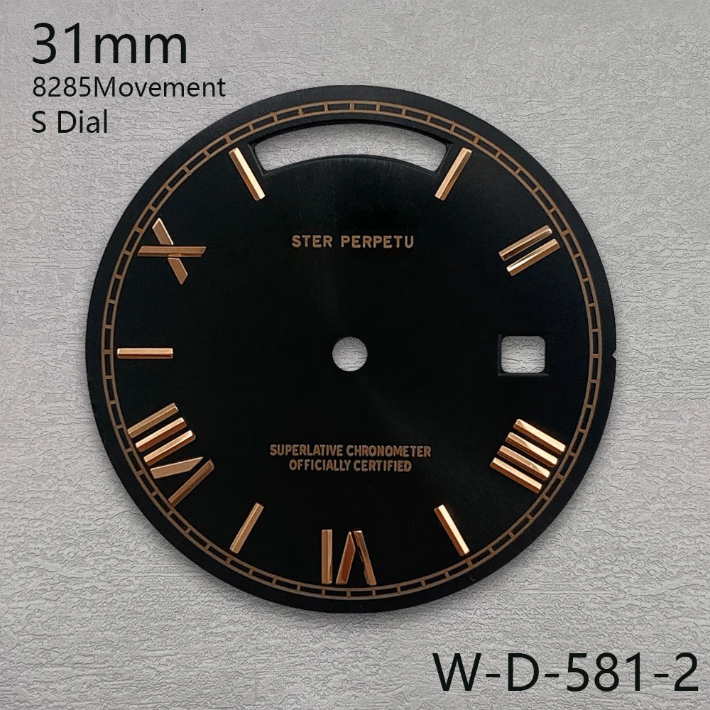 31mm S Logo Dial Day And Date Roman Numerals Sunray Dial Suitable For 8285 Movement High Quality Watch Modification Accessories