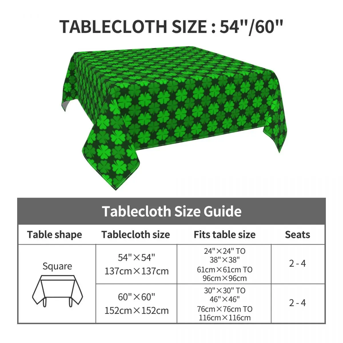 St Patricks Day Tablecloth Shamrock Outdoor Table Cover Modern Graphic Table Cloth Decoration For Banquet Christmas Party