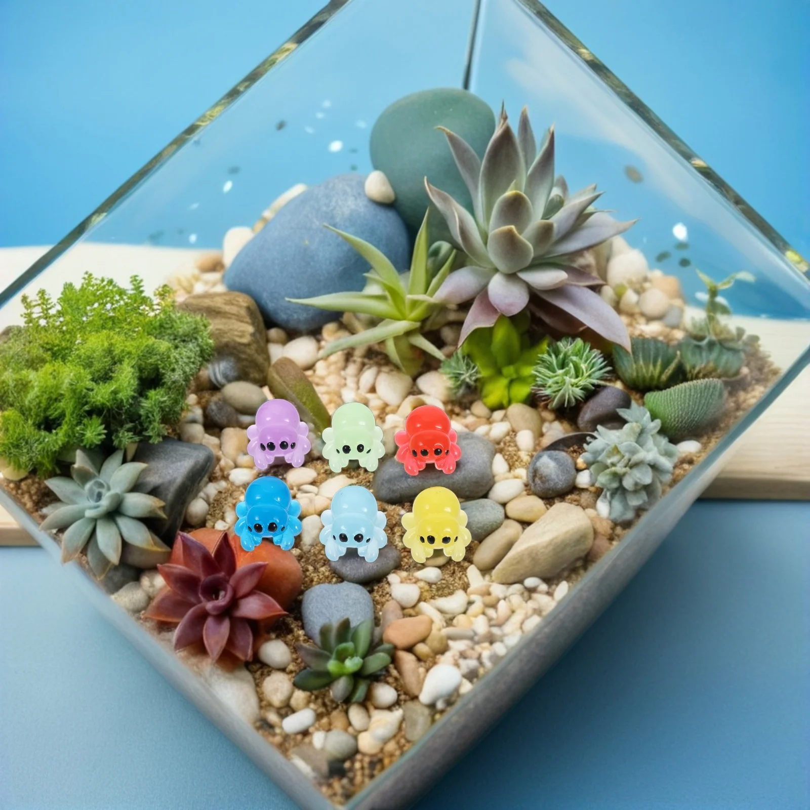 12 قطعة المشهد الصغير يتوهج في الظلام العناكب تماثيل راتينج صغيرة هالوين حديقة مكتب الديكور DIY بها بنفسك العناكب للحرف اليدوية #4