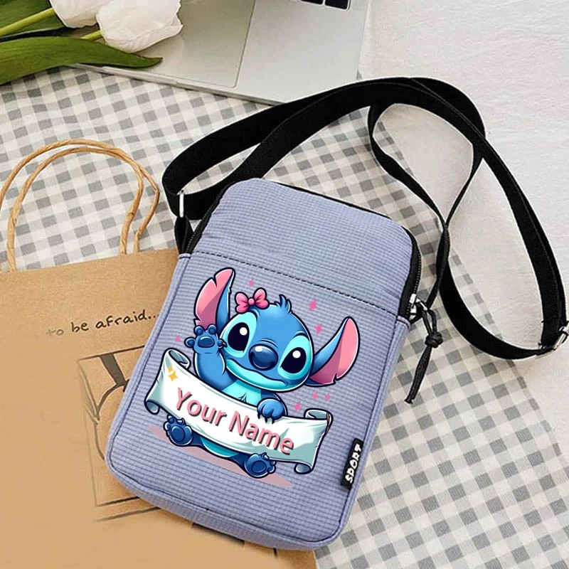 Disney Lilo & Stitch Women\'s Handbag Sweet Crossbody Mini Bags for Women Coin Purse Vertical Hand Canvas Bag Mobile Phone Bags