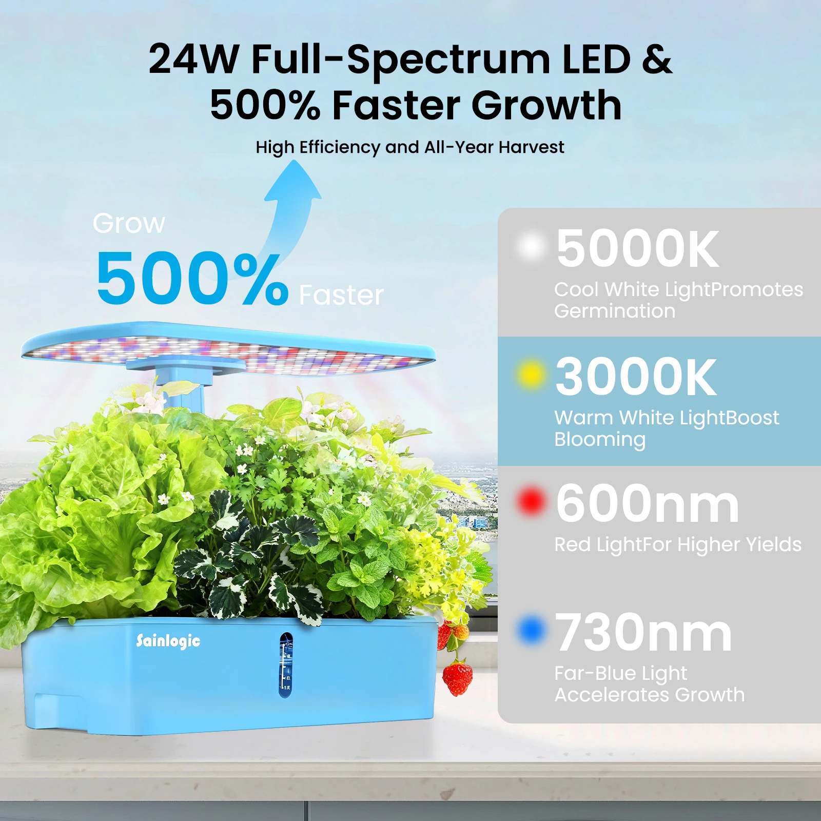 Smart Hydroponics Growing System Kits, APP & WiFi Controlled, 12 Pods, Silent Auto Water Pump, Home Herb Garden Planting Kit view 4