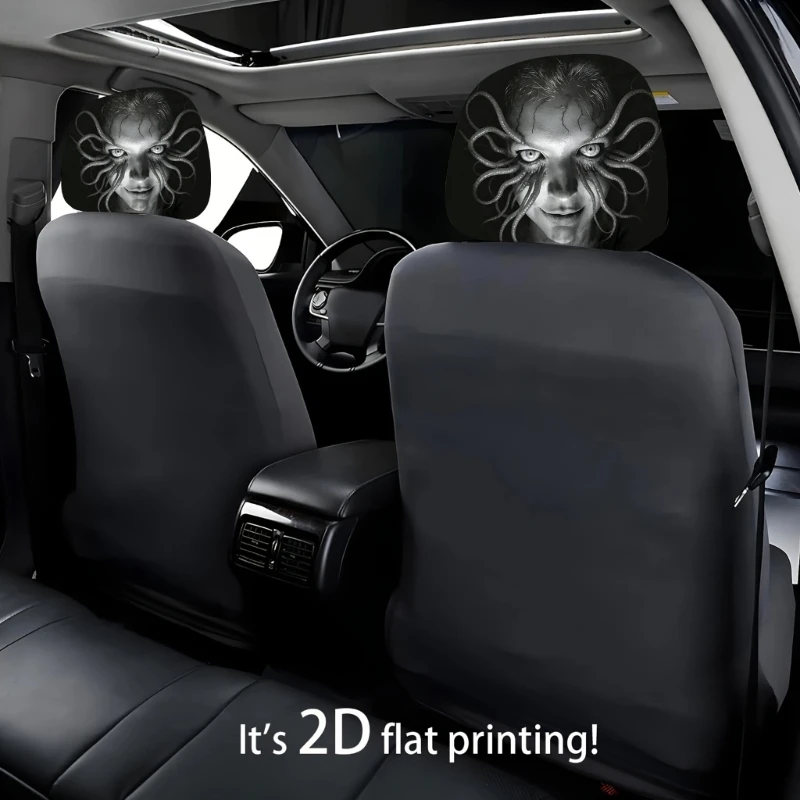 Spooky Car Interior Styling,Scary Face Headrest Covers in Stretch Fabric,2-Piece Pull-On Set for Vehicle Headrests