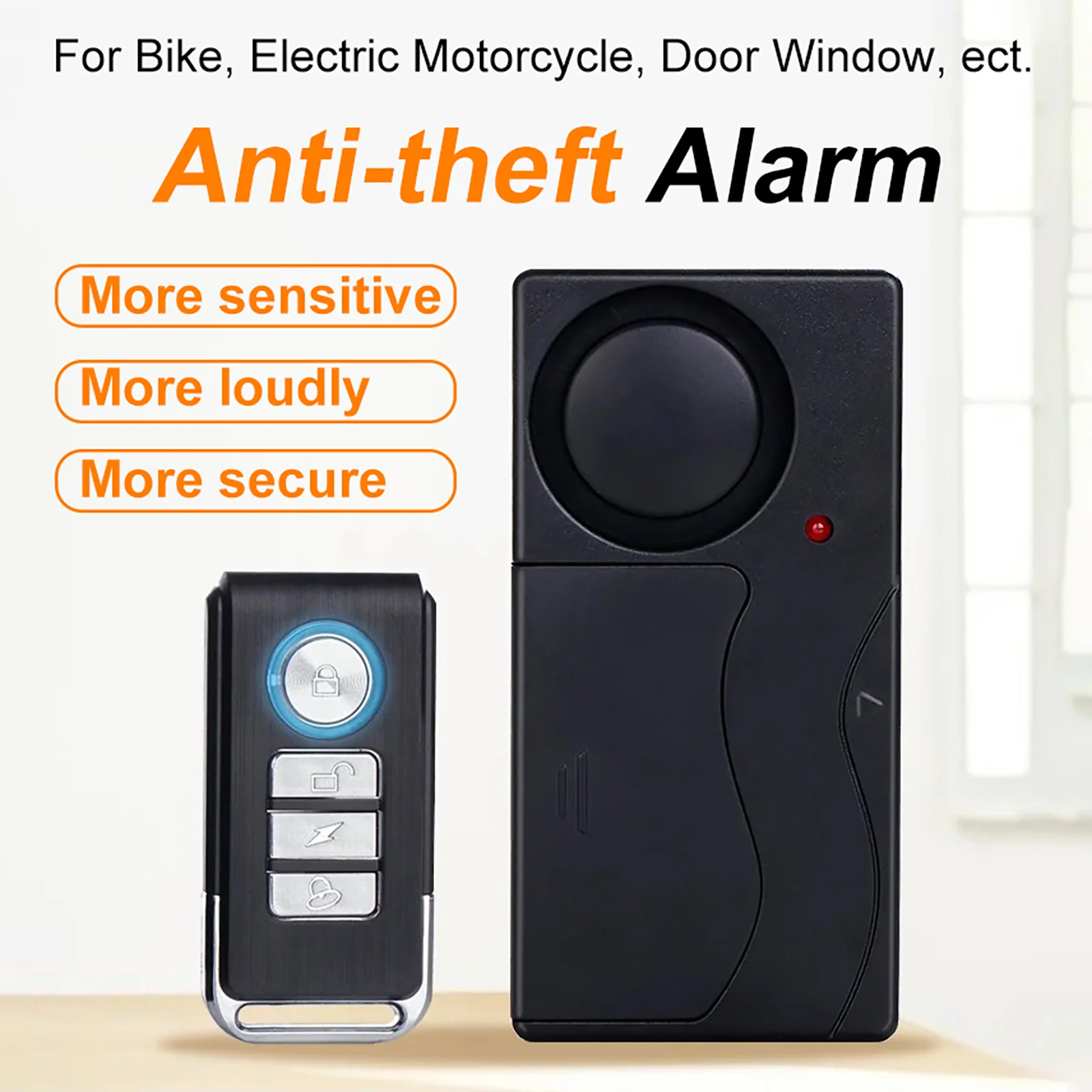 

Wireless Vibration Alarm Door And Window Anti-Theft Alarm With Remote Control 110dB Motorcycle Bicycle Security Sensors