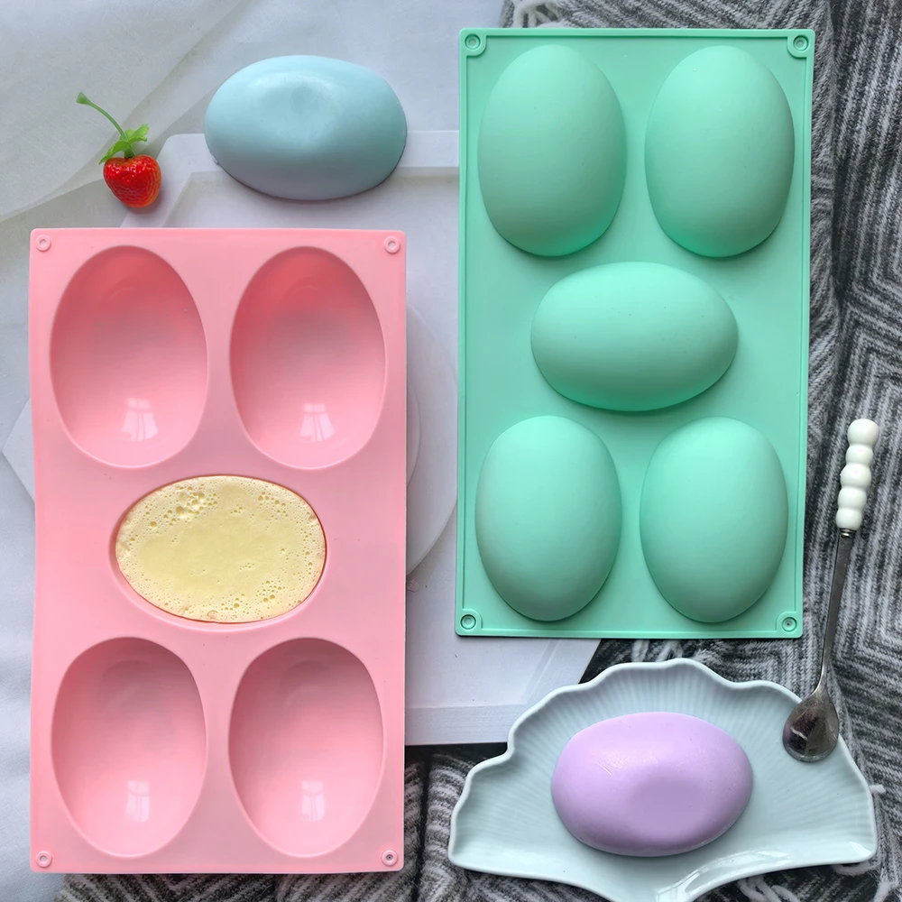 1 piece of Easter egg shaped silicone cake mold with 5 cavities, used for DIY candy, chocolate, jelly, and gummy making
