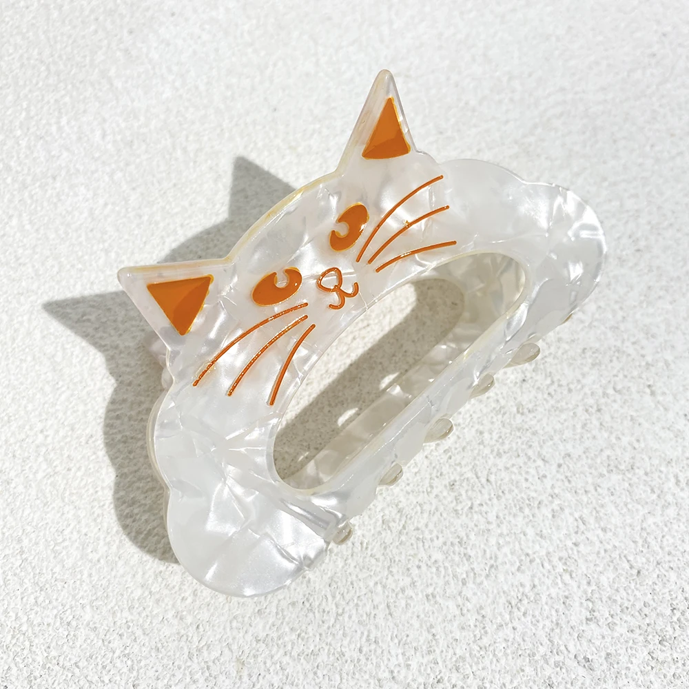 

Cute Cat Printed Hollow Acrylic Hair Clip Claw For Women Girls New Fashion Cartoon Shark Hair Accessories Tool Headwear Gifts