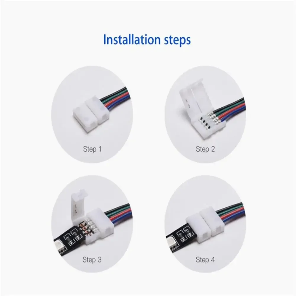 LEDストリップライト,l字型,耐火素材,PCbアダプター,10x10mm, 4ピン,5050, 3528